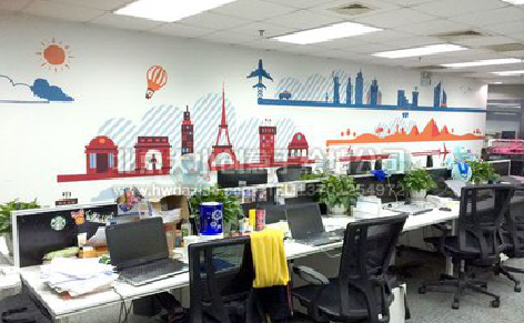 叶县教你设计办公室墙绘的方法。